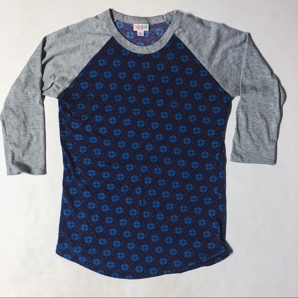 LuLaRoe Tops - Lularoe Red & Blue Floral & Gray Baseball Tee